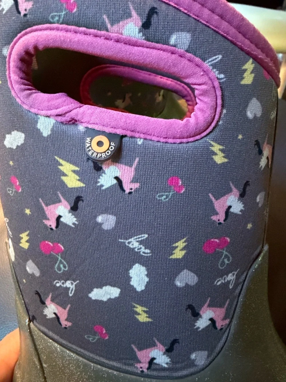 BOGS Kids Classic II Waterproof Winter Boots Pink Pegasus Sparkle Sz 4 EURO 37